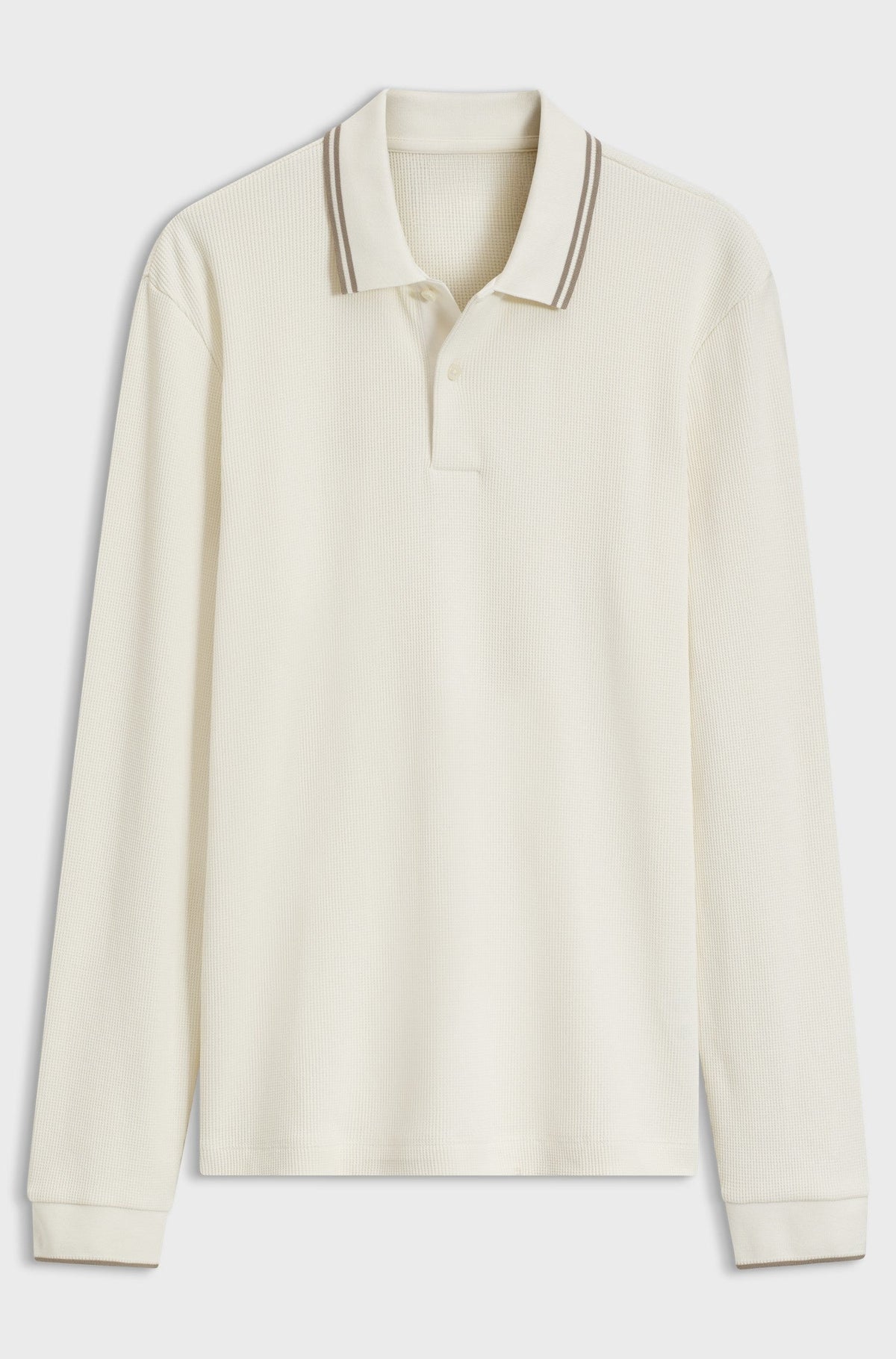 Waffle-structure polo shirt in stretch cotton - Natural