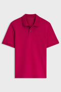 Versatile polo shirt in soft cotton - Dark pink