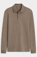 Merino-wool polo sweater - Light Brown