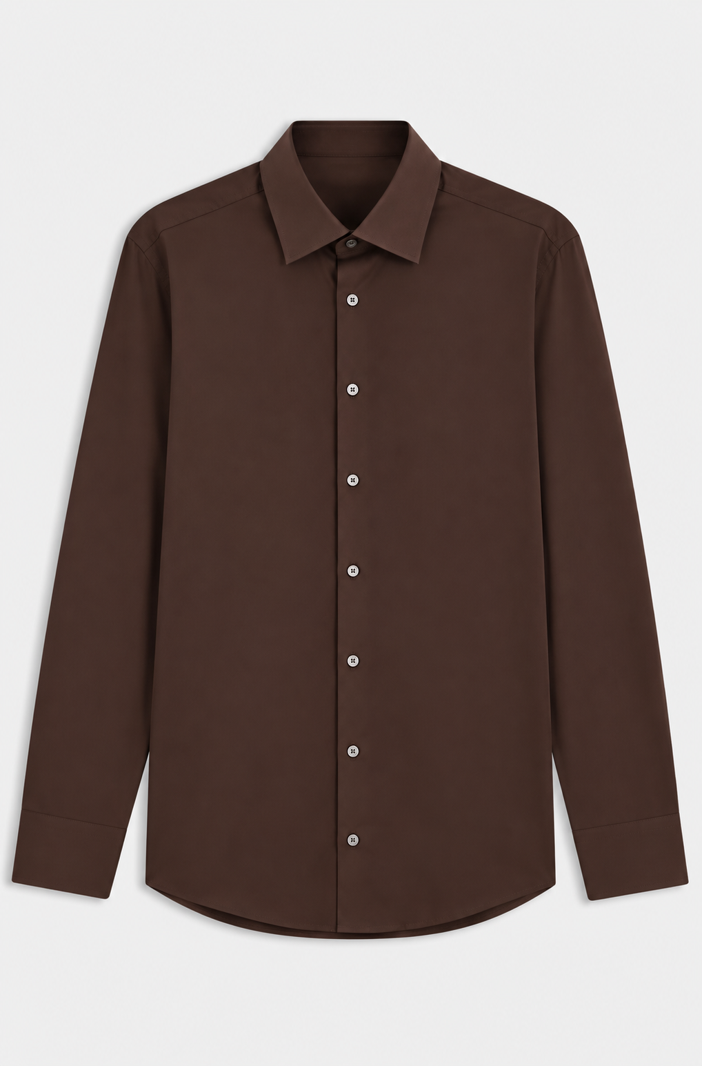 Slim-fit stretch-cotton shirt - Dark Brown