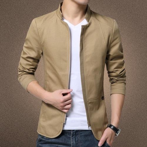 Luxury Black Mens Jacket Fashion Jacket Men Slim Fit Business Casual Male Jackets Warm Outdoor Men's Lightweight Cotton Jacket Elegant Slim Men Solid Color Clothing