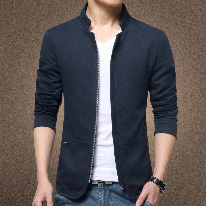 Luxury Black Mens Jacket Fashion Jacket Men Slim Fit Business Casual Male Jackets Warm Outdoor Men's Lightweight Cotton Jacket Elegant Slim Men Solid Color Clothing